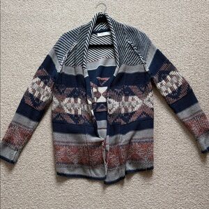 RD Style Geometric Patterned Open Cardigan Sz M